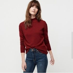 J. CREW 100% Cashmere Burgundy Mock Neck Sweater M
